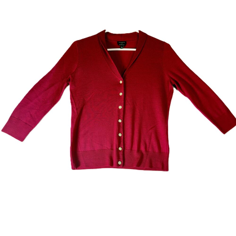 Talbots Petites 100% Merino Wool Button Up Cardigan Sweater Size SP Soft Luxury